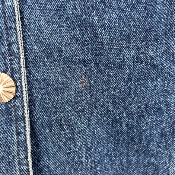WRANGLER Vintage Denim Coat Mens Medium Blue Button Front Full Length Unisex - Picture 15 of 16